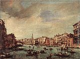 Canal Canvas Paintings - The Grand Canal, Looking toward the Rialto Bridge